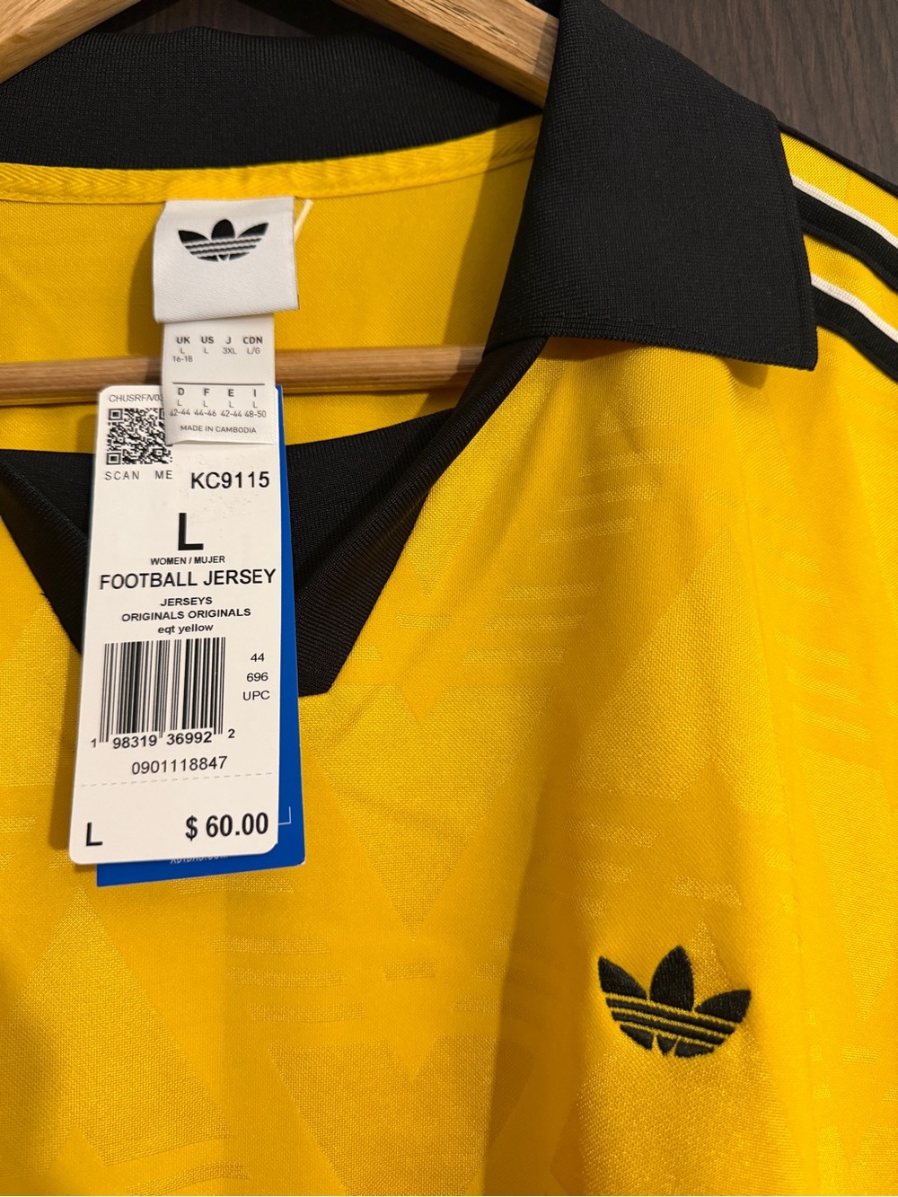 adidas FOOTBALL JERSEY SPONSOR Yellow and Black ESPN Graphic Soccer Jersey - Picture 8 of 8
